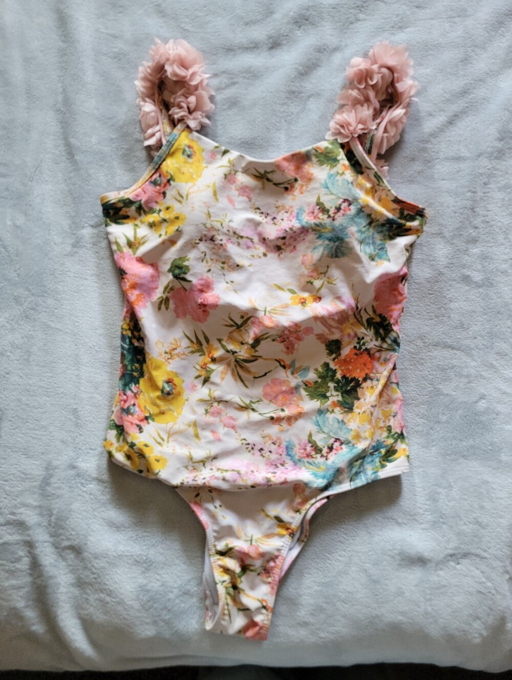 Floral Pink Ruffle-Strap One-Piece Swimsuit